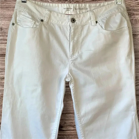 Liz Claiborne Jeans Boyfriend Fit Straight Crop Cuffed Size 10 White Mid Rise - Picture 3 of 16